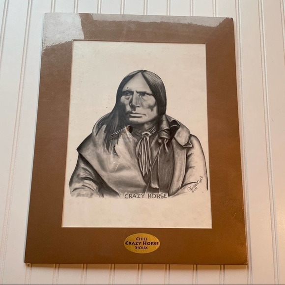 Vintage Native American Indian Art Print Chief Crazy Horse Sioux Ken West 1992 - Picture 6 of 6